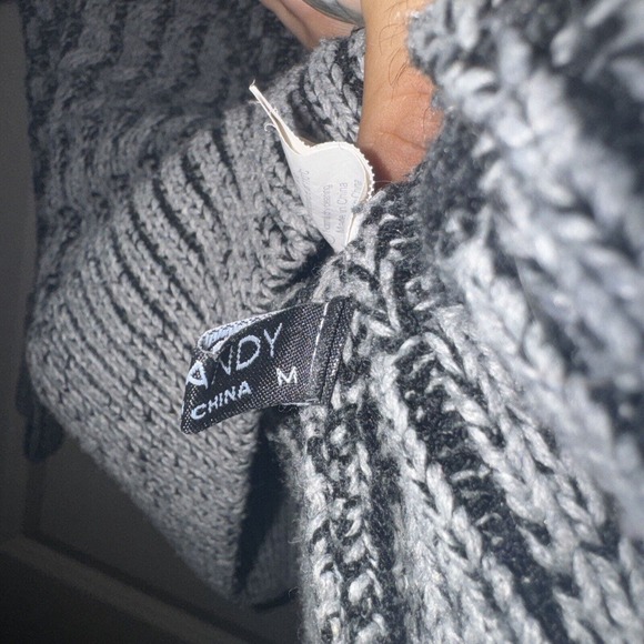 COOFANDY Mens Knitted Chunky Pullover Turtleneck Sweater Grey/Black Sz M - Picture 4 of 6